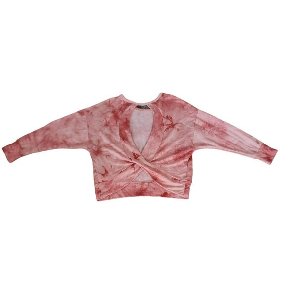Walking On Sunshine Pink Tie-Dye Twisted Back Pullover Long Sleeve Sweater Sz M - Picture 4 of 8